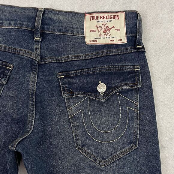 True Religion Ricky Big T Flap Relaxed Straight Jeans Mens Size 31X34 Blue Denim - Picture 12 of 16